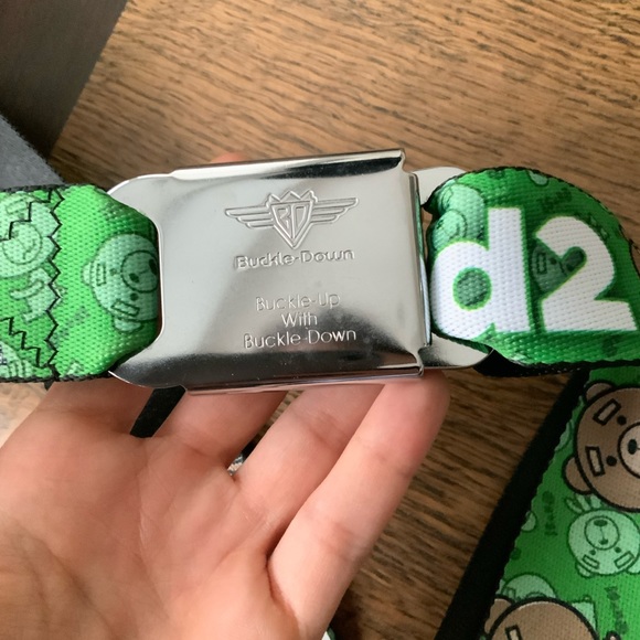 BUCKLE DOWN Seatbelt Belt TED Green Adjustable Made in USA MEN’S Size 32-36” - Picture 2 of 8